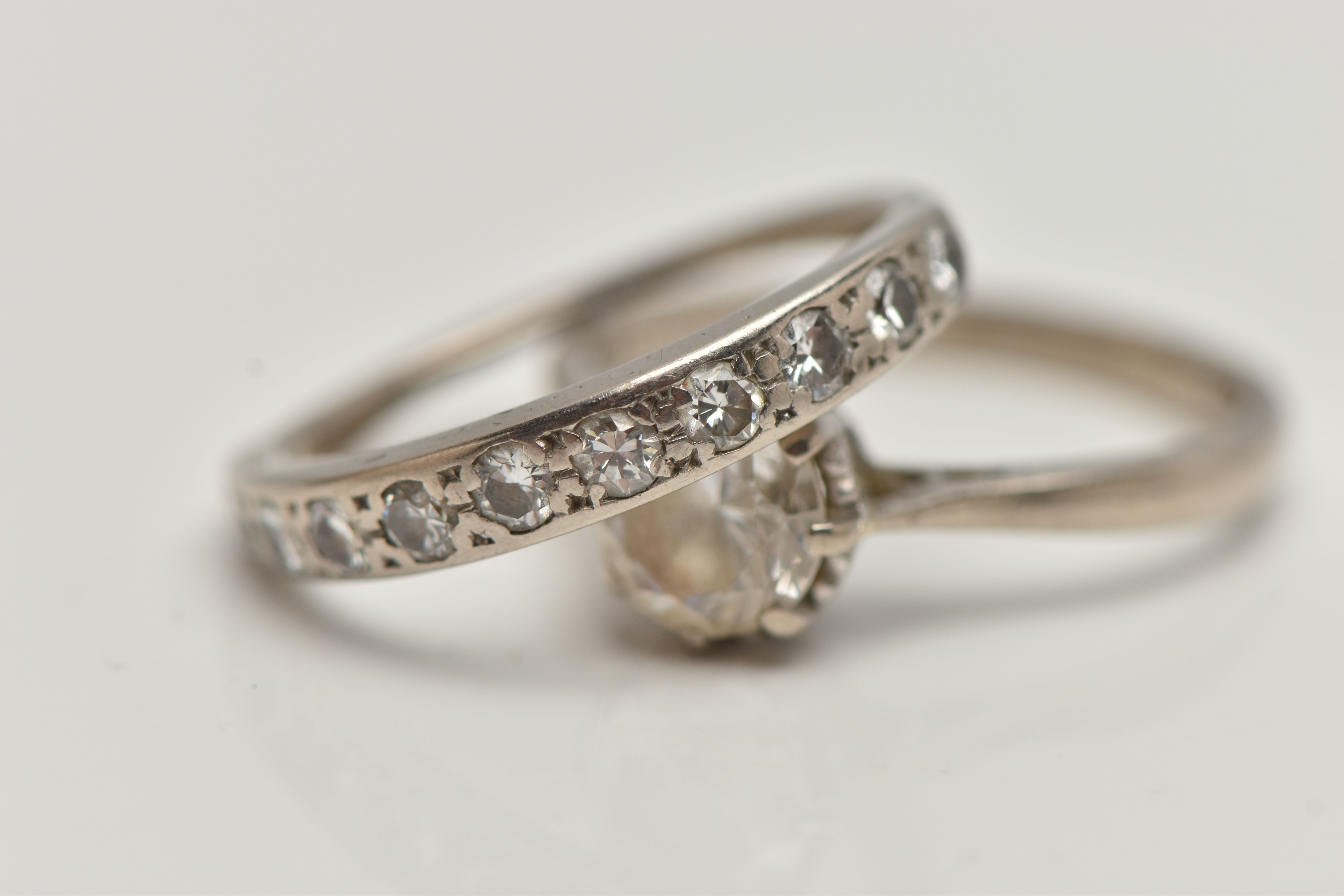 A DIAMOND HALF ETERNITY RING AND AN 18CT GOLD PASTE RING, the first designed as a line of eleven - Image 4 of 4