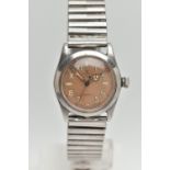 A MID CENTURY 'ROLEX OYSTER PRECISION' WRISTWATCH, circa 1946, hand wound movement, round salmon '