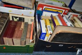 FOUR BOXES OF BOOKS ETC, subjects include antiques and collectibles, cookery, art, Readers Digest