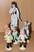 A SET OF ROYAL DUX FIGURES OF 'SNOW WHITE AND SEVEN DWARFS', each bearing the Royal Dux pink