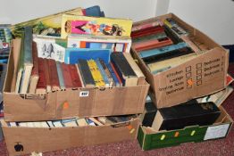 SIX BOXES OF BOOKS, containing over 150 miscellaneous titles in hardback and paperback formats,