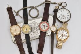 AN ASSORTMENT OF WATCHES, to include an automatic 'Sekonda' gents wristwatch, a white metal open