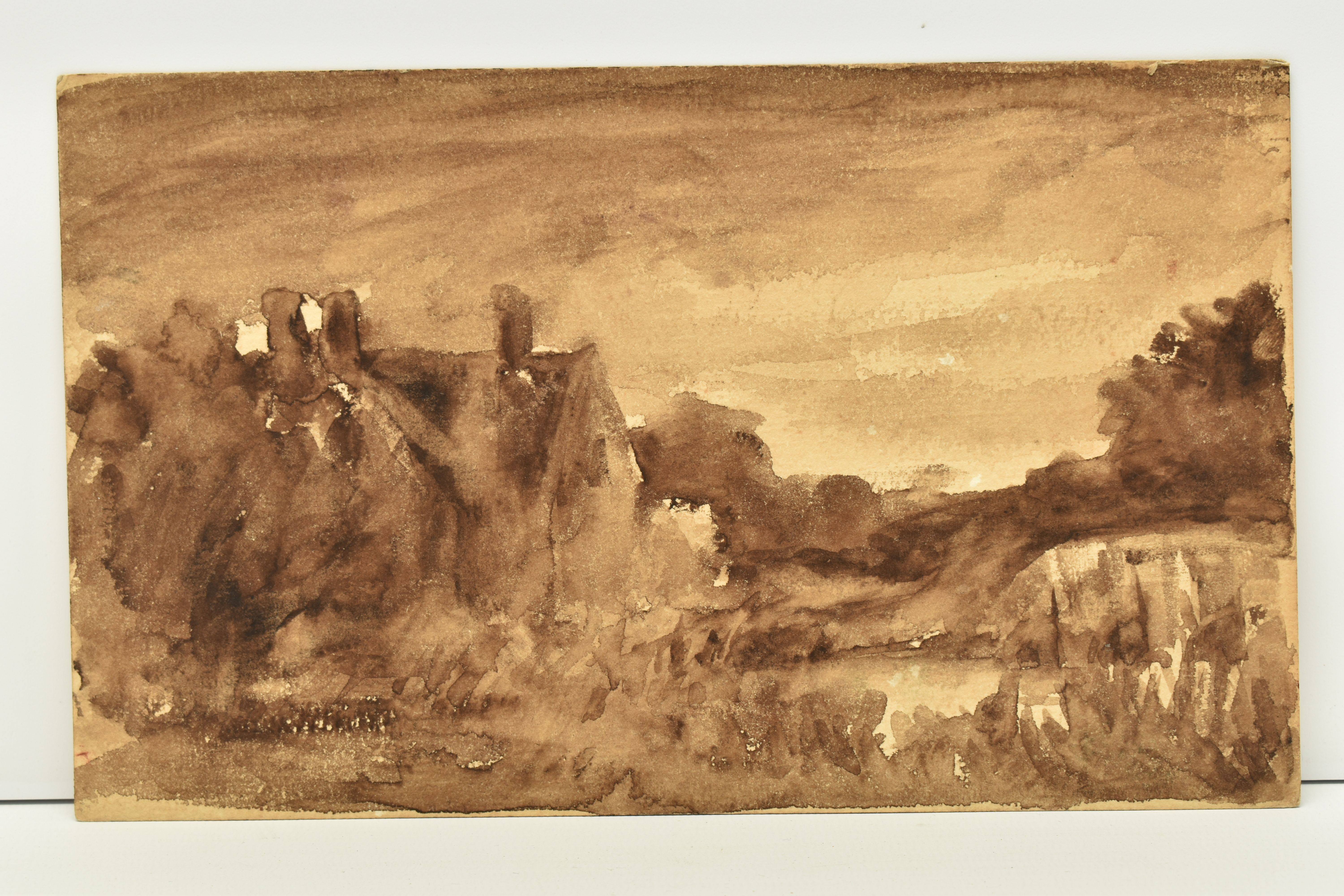 TWO 19TH CENTURY LANDSCAPE STUDIES, comprising a river landscape with figures in a boat, unsigned - Image 2 of 6