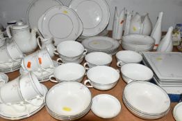 A SEVENTY NINE PIECE ROYAL DOULTON 'CARNATION' H5084 DINNER SERVICE, to include a teapot, a sugar