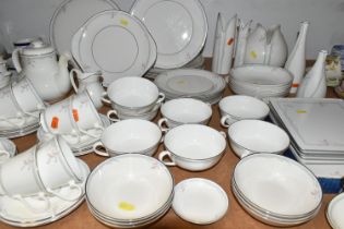 A SEVENTY NINE PIECE ROYAL DOULTON 'CARNATION' H5084 DINNER SERVICE, to include a teapot, a sugar