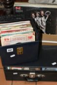 TWO CASES AND A BOX OF RECORDS AND EIGHT TRACK CASSETTES, to include nineteen LPs by artists