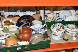 THREE BOXES AND LOOSE CERAMICS, to include three Royal Worcester Evesham tureens and matching