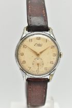 A 'ERTUS' GENTS WRISTWATCH, hand wound movement, round dial signed 'Ertus', Arabic numerals,