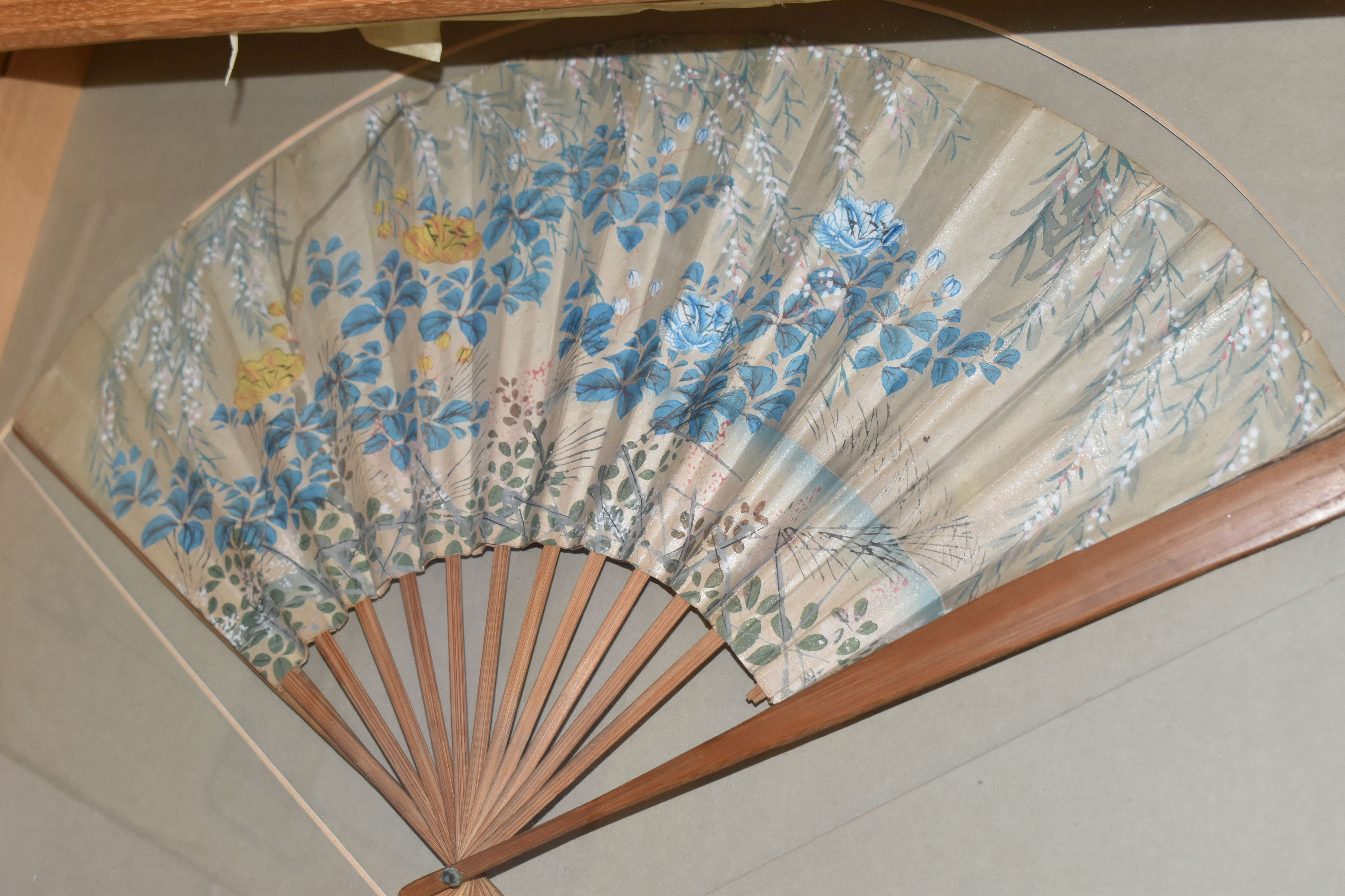 TWO BOXES OF LIMOGES TEAWARE AND TWO FRAMED HAND PAINTED PAPER FANS, to include two framed and - Image 6 of 7