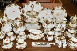 A QUANTITY OF ROYAL ALBERT 'OLD COUNTRY ROSES' PATTERN TEAWARE, comprising one coffee pot (marked as