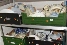 FOUR BOXES OF VINTAGE TEA AND DINNER WARES ETC, to include Woods Ivory ware art deco pattern,