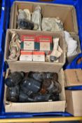 ONE BOX OF THERMIONIC VACUUM TUBES (VALVES), maker's names include Marconi and G.E.C, many in