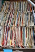 A BOX OF VINYL SINGLES, approximately five hundred and thirty records, artists to include The