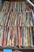 A BOX OF VINYL SINGLES, approximately five hundred and thirty records, artists to include The
