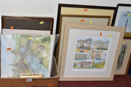 A QUANTITY OF DECORATIVE PAINTINGS AND PRINTS ETC, to include two indistinctly signed modern