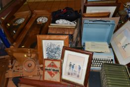 TWO BOXES OF MISCELLANEOUS SUNDRIES AND ANTIQUARIAN BOOKS, to include a mid-century Bagatelle board,