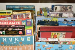 FOUR BOXES OF VINTAGE BOARD GAMES AND JIGSAWS, to include several game boards, Touring England,
