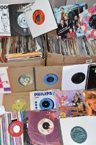 TWO BOXES OF VINYL SINGLES, approximately three hundred records, artists to include Fleetwood Mac,