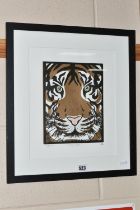 ALISON HEADLEY (BRITISH CONTEMPORARY) 'GOLD TIGER', a limited edition linocut print depicting a