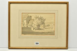 ATTRIBUTED TO ROBERT HILLS (1769-1844) 'BUDDS GREEN, KENT' a farmhouse beside a lane, no visible