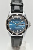 A 'MARINE-STAR' WRISTWATCH, automatic movement, round blue dial, signed 'Marine-Star' 17 jewels