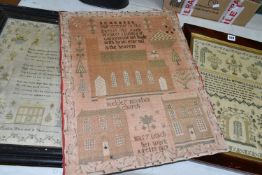 THREE 19TH CENTURY NEEDLEWORK SAMPLERS, comprising a framed example by Eliza Buff dated May 8