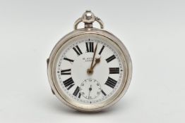 AN EARLY 20TH CENTURY SILVER OPEN FACE POCKET WATCH, key wound, round white dial signed 'H.Stone