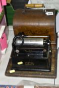 A CASED EDISON GEM PHONOGRAPH, Serial No.G131849, missing key and horn (1)