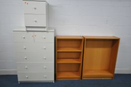 A MODERN WHITE CHEST OF TWO SHORT OVER FOUR LONG DRAWERS, width 81cm x depth 49cm x height 124cm,