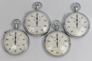 FOUR 'EXCELSIOR PARK' STOP WATCHES, open face chrome cases, approximate case width 50mm, case