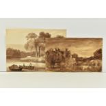 TWO 19TH CENTURY LANDSCAPE STUDIES, comprising a river landscape with figures in a boat, unsigned