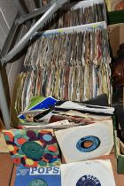 THREE BOXES OF SINGLE 45RPM RECORDS, approximately four hundred 1960's-1980's records, artists