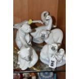 A GROUP OF SEVEN LLADRO FIGURES, comprising four Polar Bear figures 5434, 1206, 1207, 1208, together