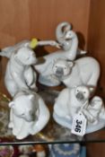 A GROUP OF SEVEN LLADRO FIGURES, comprising four Polar Bear figures 5434, 1206, 1207, 1208, together