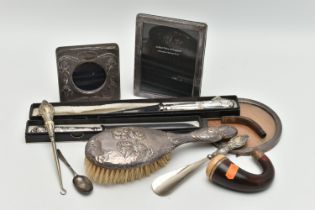 ASSORTED ITEMS, to include a silver cherub embossed hair brush, hallmarked Birmingham, two boxed