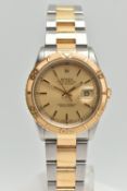 A GENTS 'ROLEX OYSTER PERPETUAL DATE JUST' WRISTWATCH, round gold dial signed 'Rolex Oyster