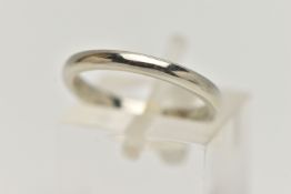 AN 18CT WHITE GOLD BAND RING, polished band, hallmarked 18ct Birmingham, ring size J, approximate