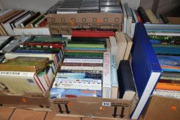EIGHT BOXES OF BOOKS, CDs AND LPs approximately 130 book titles in hardback and paperback format