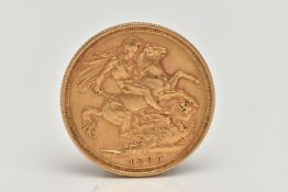A FULL SOVEREIGN, late Victorian sovereign dated 1889, diameter 22mm, approximate weight 8 grams (