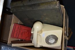 A VINTAGE ROTARY DIAL TELEPHONE, stencil numbers to the base 8746 DFM 84/2 with British Telecom