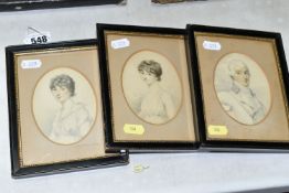 THREE LATE GEORGIAN PORTRAITS, comprising two female figure portraits and a single male figure