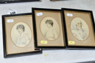 THREE LATE GEORGIAN PORTRAITS, comprising two female figure portraits and a single male figure