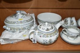 A GROUP OF WEDGWOOD 'CHINESE LEGEND' PATTERN TEAWARE, comprising a covered tureen, footed fruit