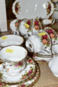 A GROUP OF ROYAL ALBERT 'OLD COUNTRY ROSES' PATTERN TEAWARE, comprising a cake plate, milk jug,