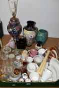 A BOX AND LOOSE CERAMICS, GLASS WARES AND SUNDRY ITEMS, to include a Coalport Age of Elegance '