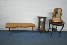 A SELECTION OF OCCASIONAL FURNITURE, to include an oak rustic style coffee table, length 123cm x