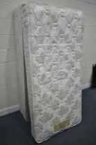 A SLEEPVENDOR ROSEDALE SINGLE DIVAN BED AND MATTRESS, and a pine headboard (condition report:
