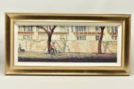 ROLF HARRIS (AUSTRALIAN 1930 - 2023), 'Cyclist, Bayswater Road', a study of a London street, a