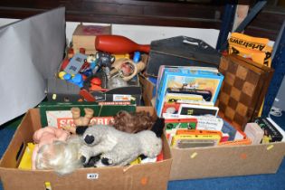 A QUANTITY OF ASSORTED TOYS, GAMES AND PUZZLES ETC., Palitoy and Zapf Creations dolls, Puppet,