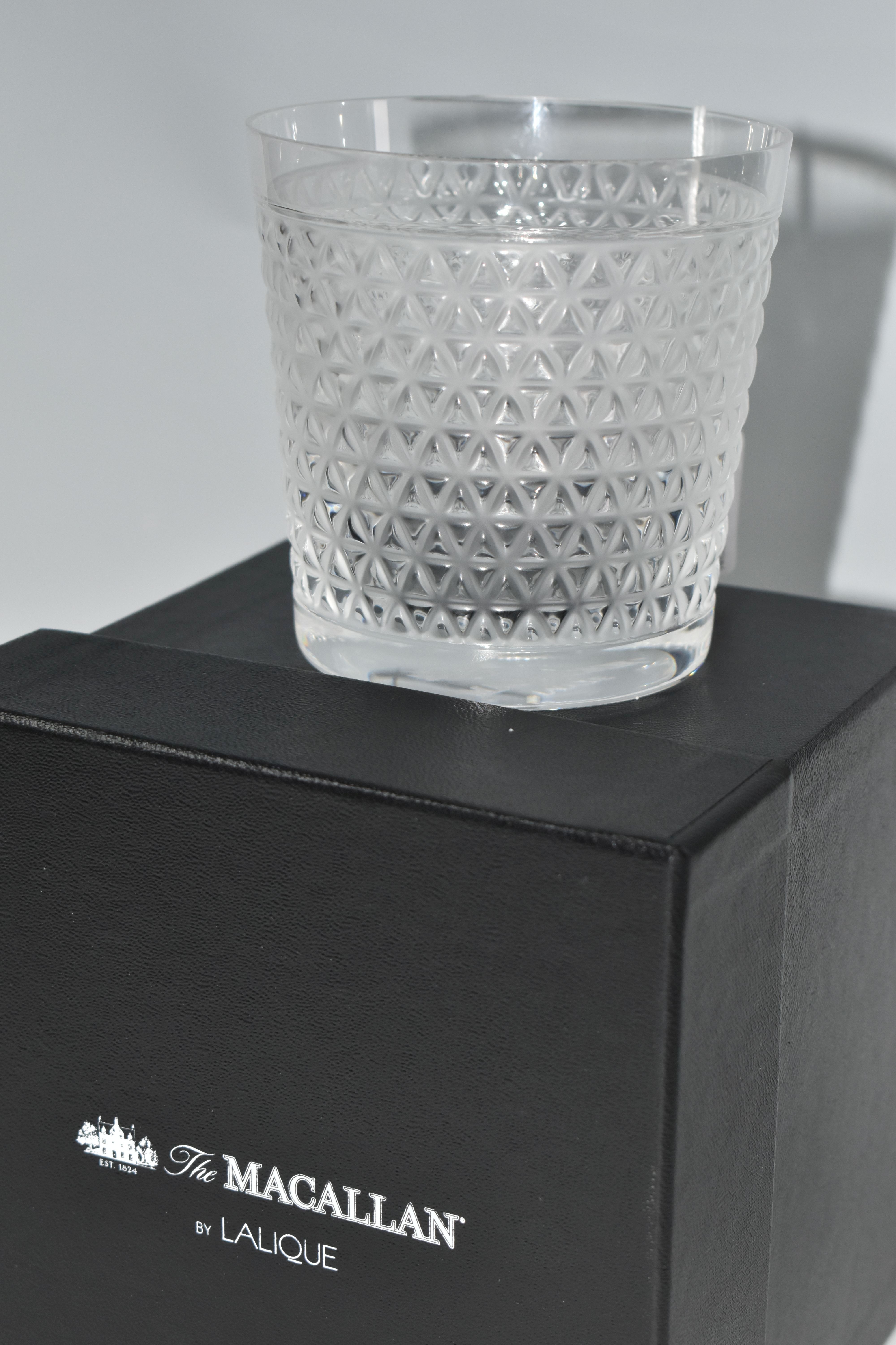 A BOXED LALIQUE 'THE MACALLAN' TUMBLER, having a textured design, signed 'Lalique France', the - Image 3 of 4